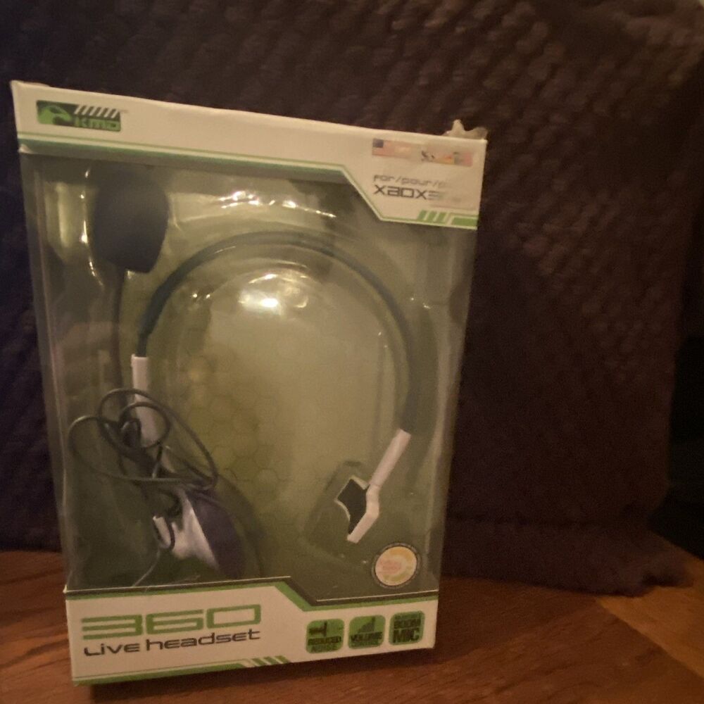 XBOX 360 KMD Live Headset for Xbox 360 Black Boom Mic Single Ear 2.5mm Jack